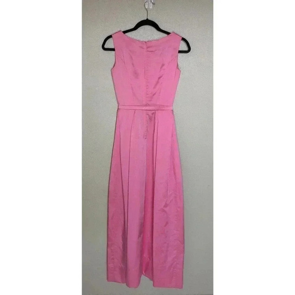 Vintage 1960s Pink Floor Length Gown Dress Bow Maxi Barbie Retro Bridesmaid 60s - Picture 2 of 16
